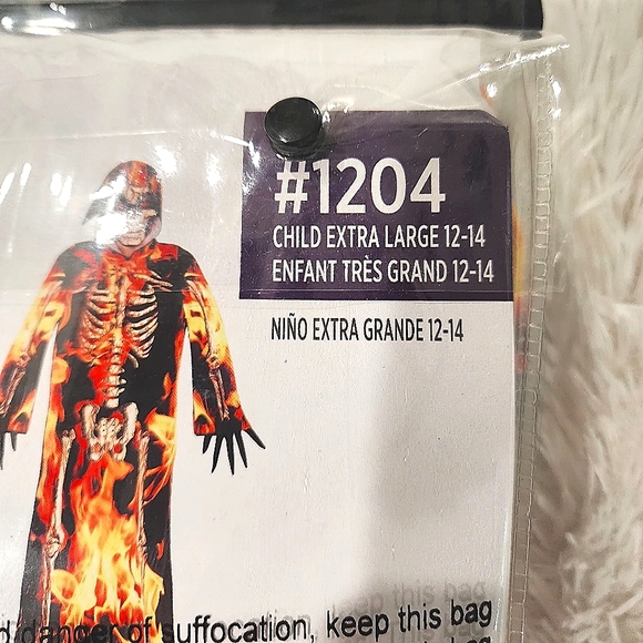 Fire Skeleton Kids Halloween Costume - XLarge (12-14) - Picture 4 of 5